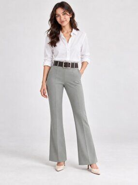 ZARA | High-Waisted Flared Pants – Neutral Dove Grey (XS)